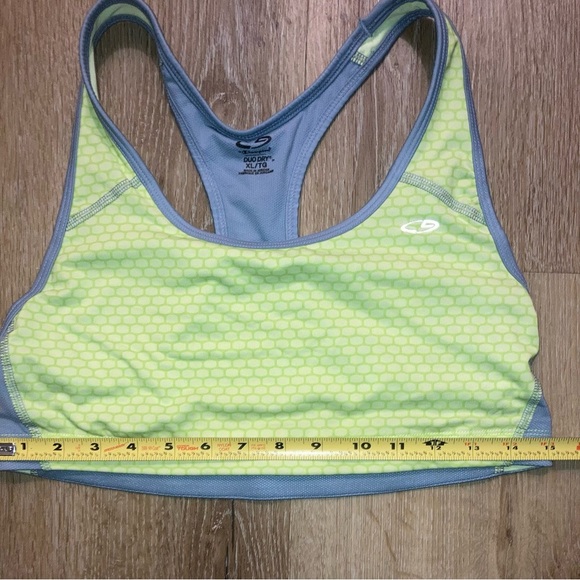 Champion Women’s Sports Bra Neon Green and Gray Sports Bra with Racerback Design - Picture 5 of 7